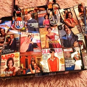 Barack and Michelle Obama glossy magazine cover purse